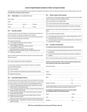 Consent for Hospital Post-Mortem Examination