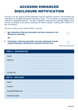 AccessNI Enhanced Disclosure Notification