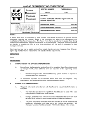 Kansas Offender Report Form