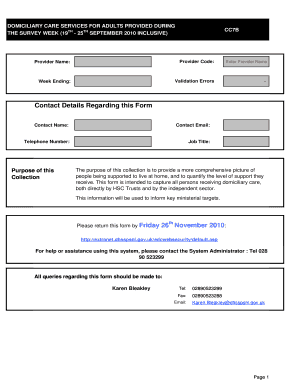 Domiciliary Care Services Report Form