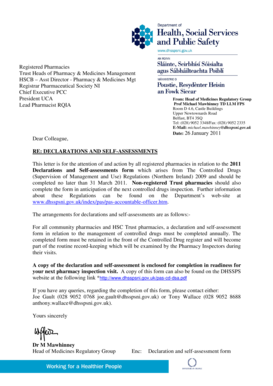 2011 Declaration and Self-Assessment for Controlled Drugs