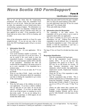 Nova Scotia Form B Identification Information