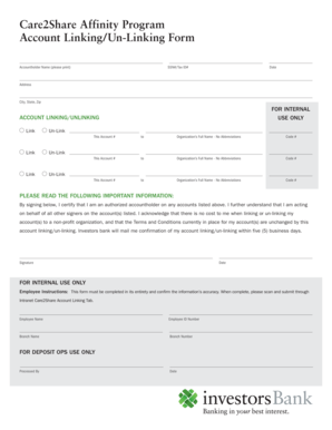 Care2Share Affinity Program Account Linking Form