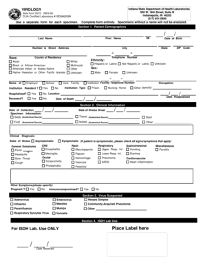 Indiana State Virology Lab Form