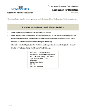 Application for Deviation form - Government of Nova Scotia