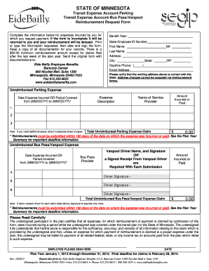 Minnesota Transit Expense Reimbursement Form