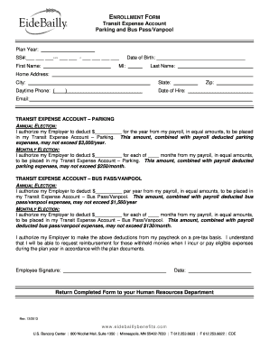 Transit Expense Account Enrollment Form