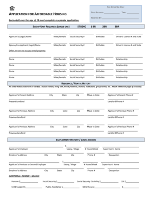 Affordable Housing Application Form