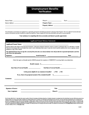 Unemployment Benefits Verification Form