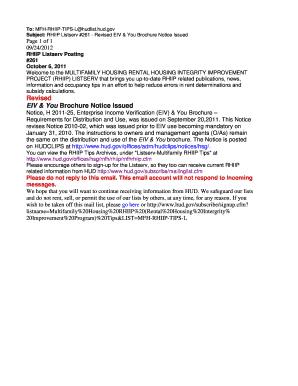Fillable Online Subject: RHIIP Listserv #261 - Revised EIV &amp; You ...