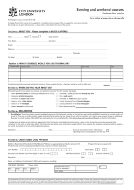 City University London Evening and Weekend Courses Enrolment Form