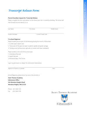 Transcript Release Form