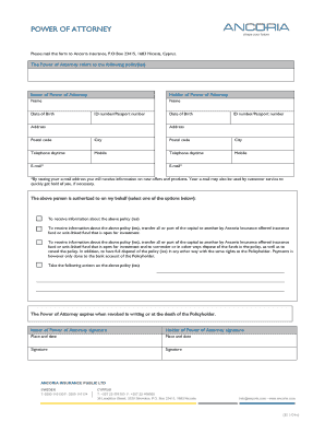 Power of Attorney for Insurance Policy