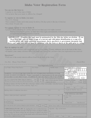 Idaho Voter Registration Form