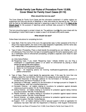 Florida Family Court Cover Sheet