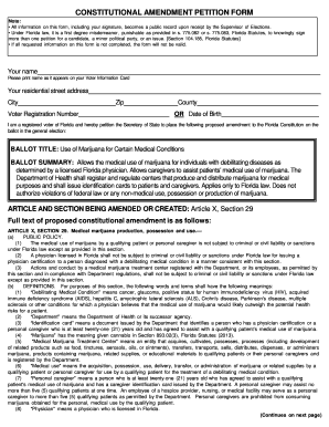 Florida Constitutional Amendment Petition Form