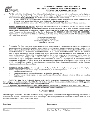 Carbondale Ordinance Violation Payment Form