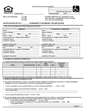 Application for Occupancy
