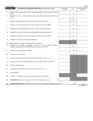 Form 1120 Schedule C Dividends and Special Deductions