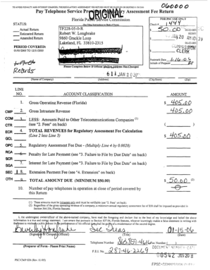 Florida Telecommunications Regulatory Assessment Fee Return