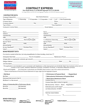 Contractor Bond Application Form