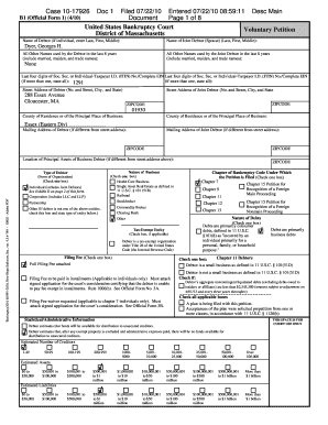 US Bankruptcy Voluntary Petition Form