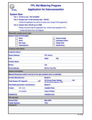 FPL Net Metering Program Application