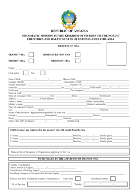 Angola Visa Application Form