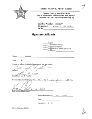 Osceola County Arrest Report Form