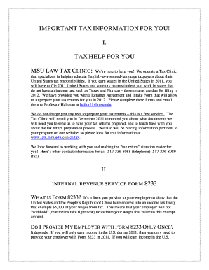 IRS Form 8233 Tax Treaty Exemption