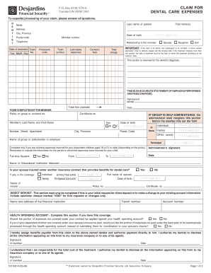 Dental Care Expense Claim Form