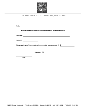 Mobile County Refund Authorization Form