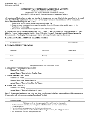 Supplemental Form for Peacekeeping Missions
