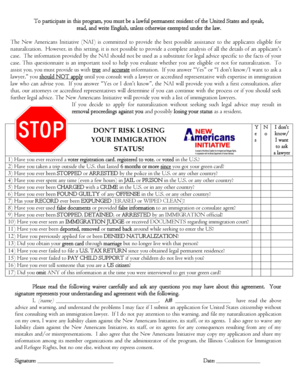 New Americans Initiative Naturalization Eligibility Questionnaire