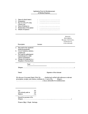 Application Form for Reimbursement of Medical Expenses
