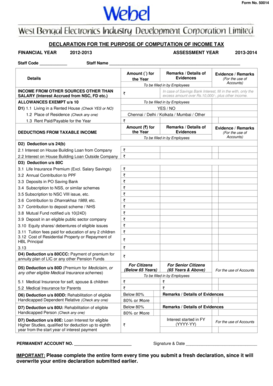 Form 50014 Income Tax Declaration