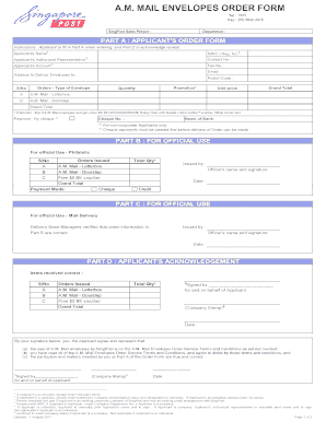 Singapore A.M. Mail Envelopes Order Form