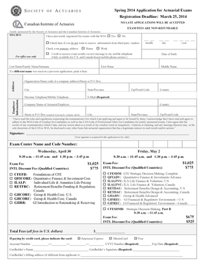 Spring 2014 Actuarial Exam Application