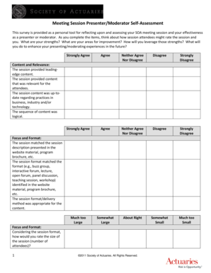 Meeting Session Presenter/Moderator Self-Assessment