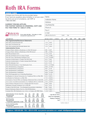 Roth IRA Forms Order Form