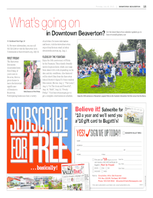 Beaverton Valley Times Subscription Form