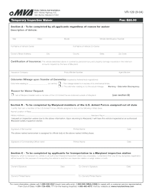 Maryland Temporary Inspection Waiver