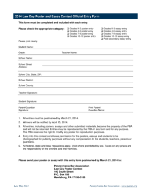 2014 Law Day Poster and Essay Contest Entry Form