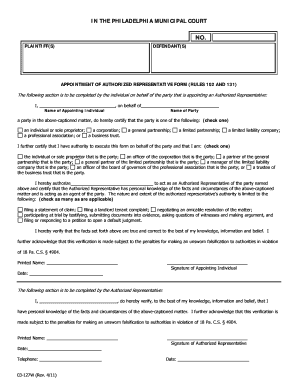 Appointment of Authorized Representative Form