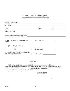 Pennsylvania Return of Property Petition