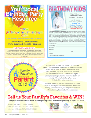 Birthday Kids Contestant Application Form