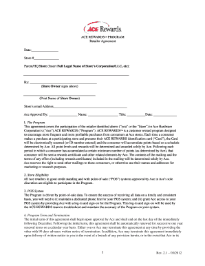 Ace Rewards Program Retailer Agreement