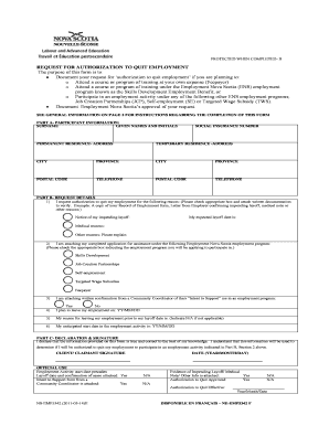 Request for Authorization to Quit Employment