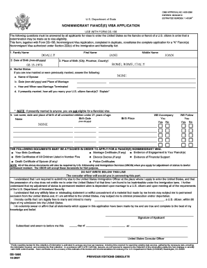 Fiancé(e) Visa Application Form DS-156K