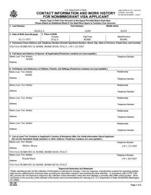 US Nonimmigrant Visa Application Form DS-158